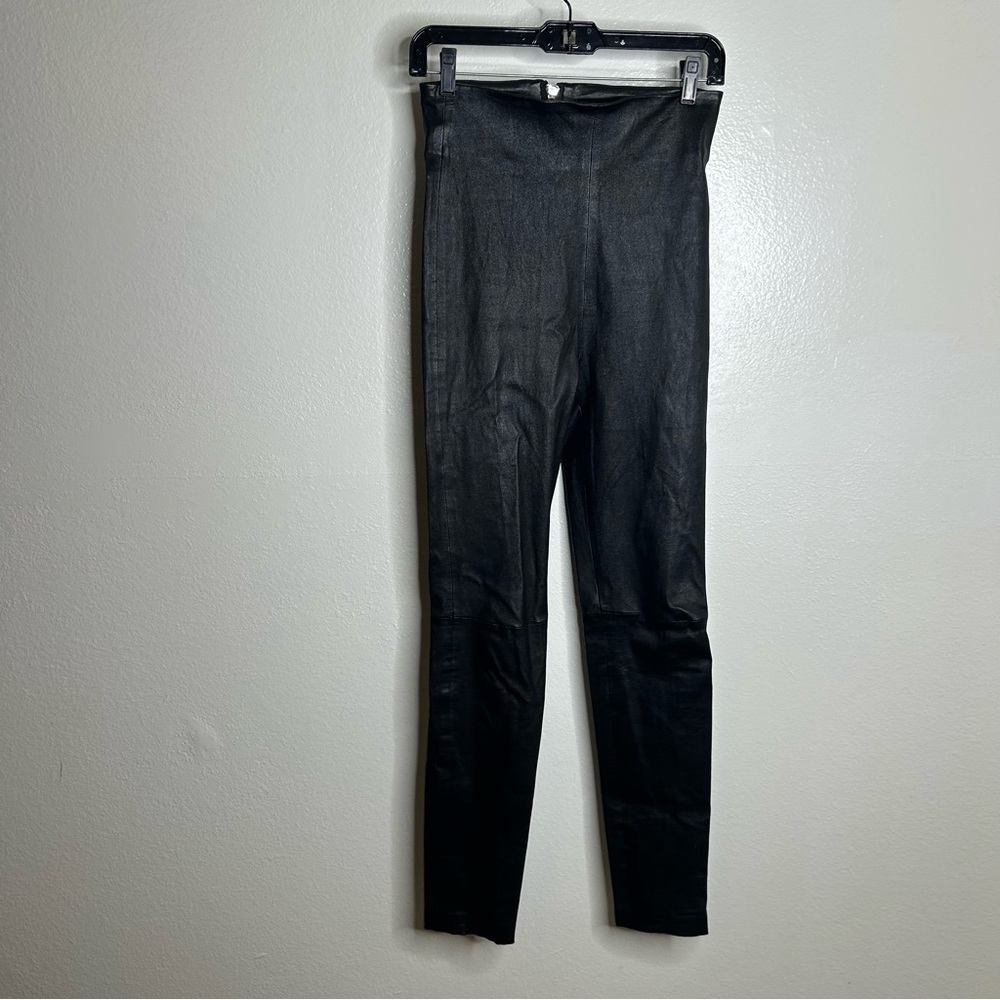 100% Leather Perfext Black High Rise Zip Back Legging Size Small